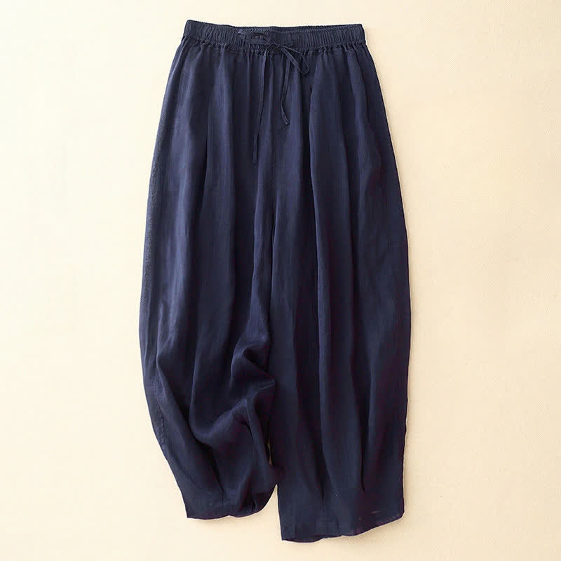 Pantalon Buddha Stones décontracté ample double épaisseur longueur 7-8 pour femme avec poches - Bleu nuit - US14，UK/AU18，EU46 (2XL) - image 6