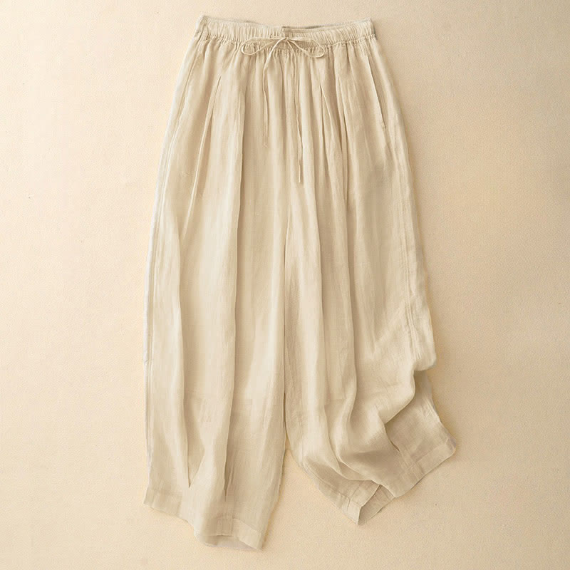 Pantalon Buddha Stones décontracté ample double épaisseur longueur 7-8 pour femme avec poches - Beige - US14，UK/AU18，EU46 (2XL) - image 21