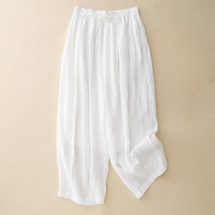Pantalon Buddha Stones décontracté ample double épaisseur longueur 7-8 pour femme avec poches - Blanc - US14，UK/AU18，EU46 (2XL) - image 11