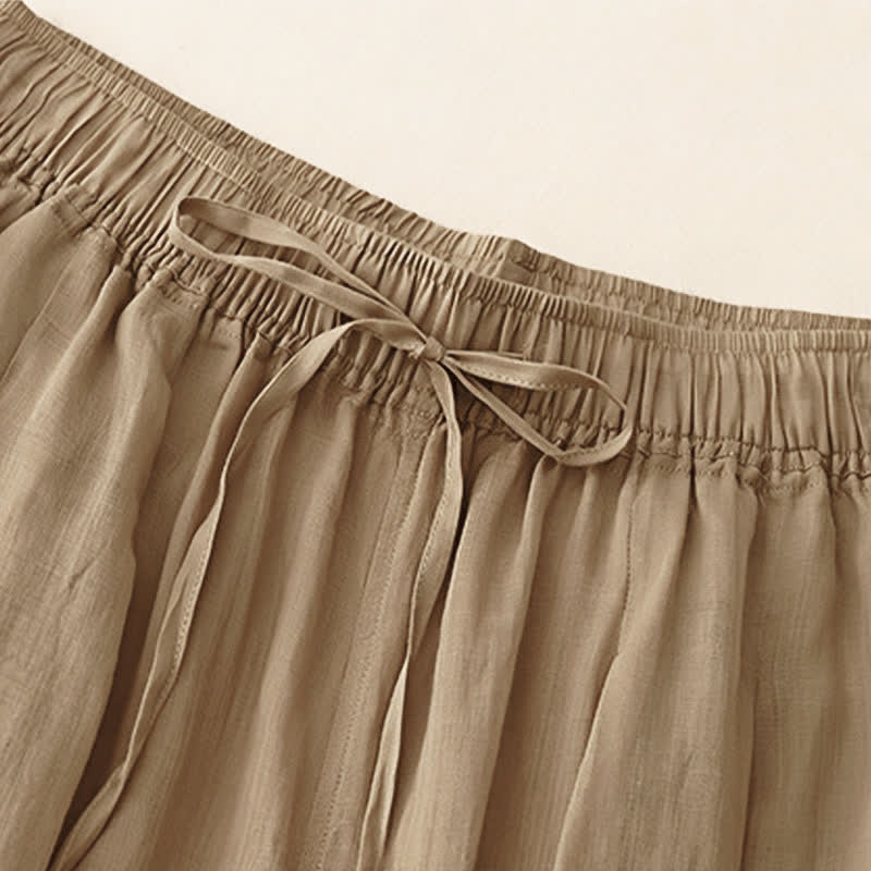 Pantalon Buddha Stones décontracté ample double épaisseur longueur 7-8 pour femme avec poches - image 1