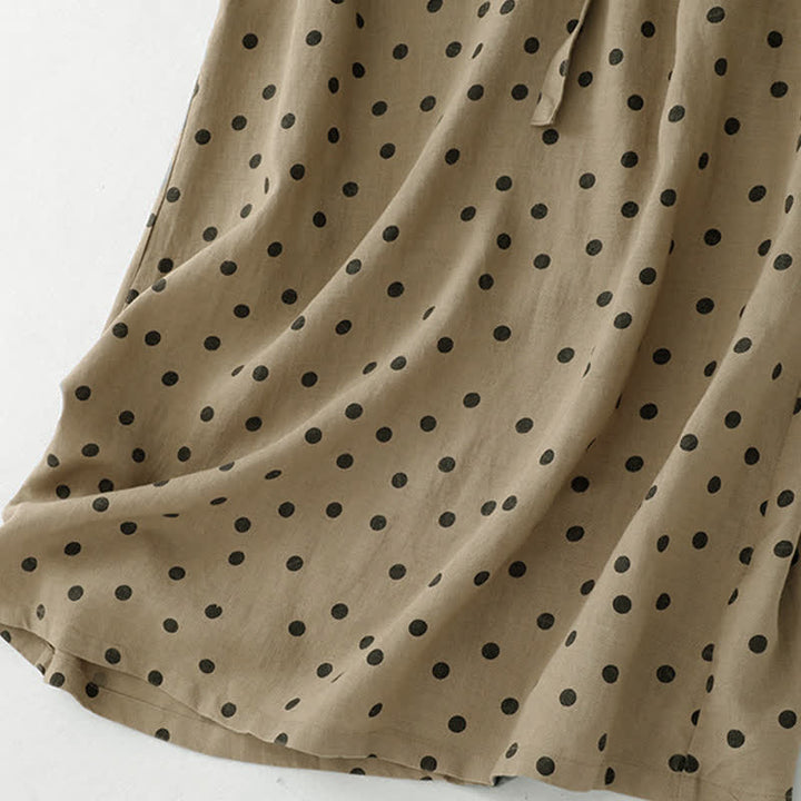 Robe d'été à pois Buddha Stones, col en V, lacets, longueur genou, poches - image 6