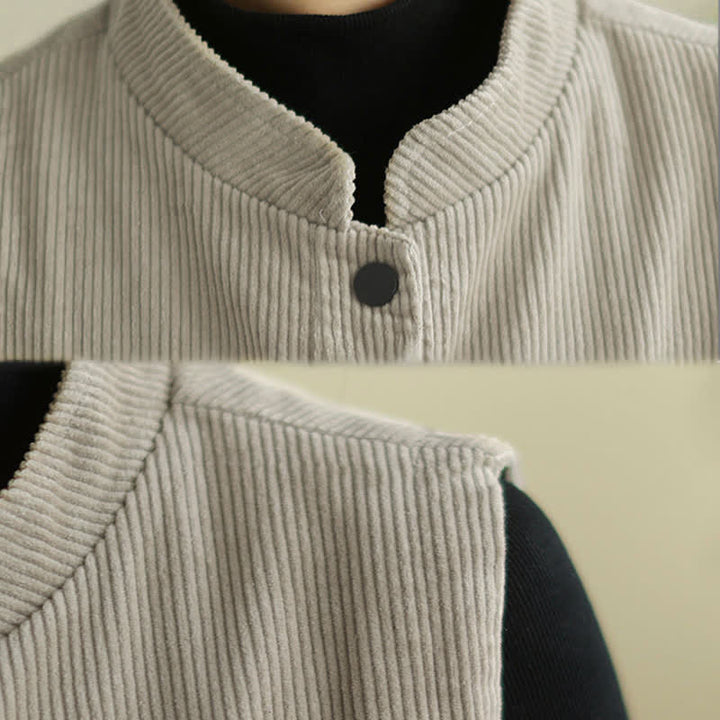 Gilet sans manches en coton côtelé avec poches pour femme Motif Buddha Stones - image 6