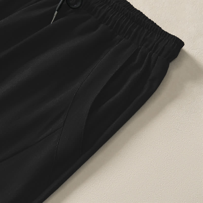 Buddha Stones Pantalon fuselé pour homme en pur coton avec cordon de serrage, motif vague et dragon doré, et poches. - image 4
