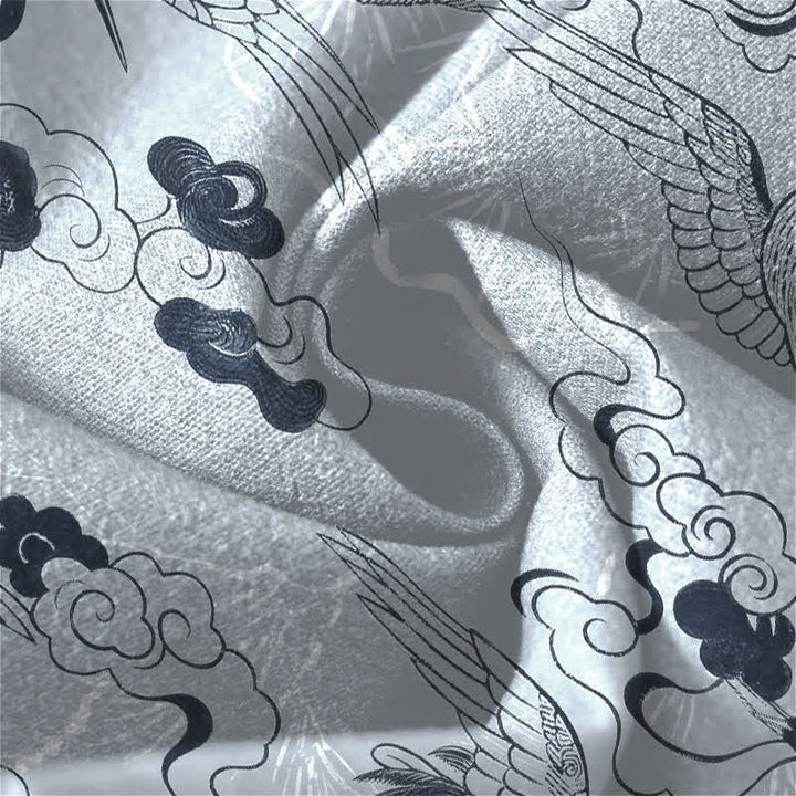 Buddha Stones Pantalon fuselé pour homme en pur coton, motif grues et nuages, avec cordon de serrage et poches. - image 6