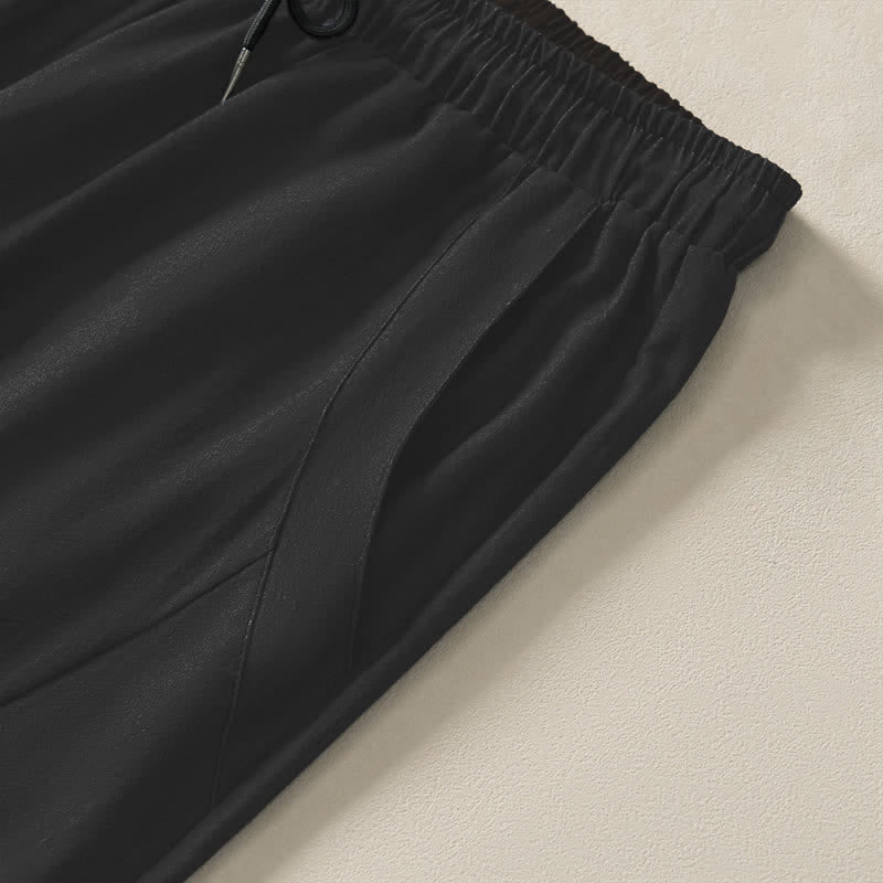 Buddha Stones Pantalon fuselé pour homme en pur coton blanc à motif de grues et de nuages, avec cordon de serrage et poches. - image 4