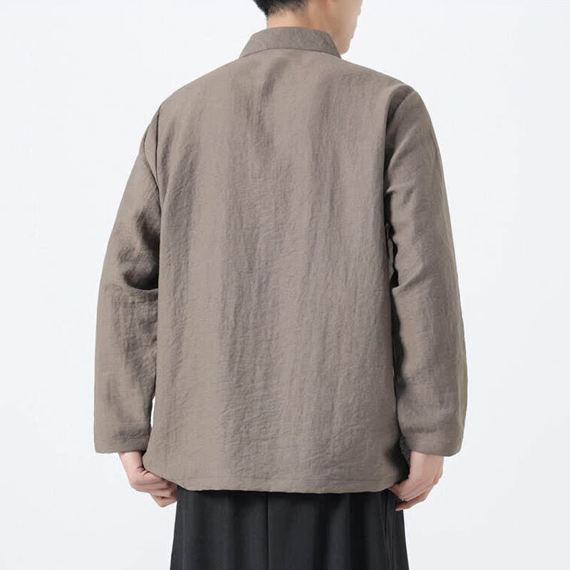 Buddha Stones Chemises à manches longues pour hommes, style vintage, col mandarin, boutons brandebourg, broderie bambou, style Tang printanier - image 13