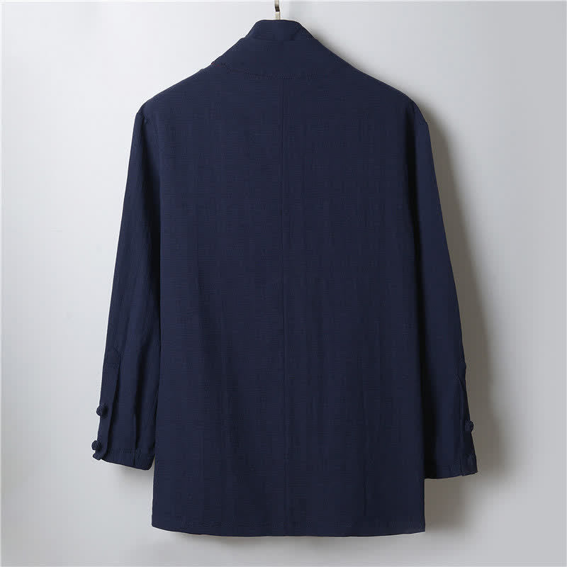 Buddha Stones Kimono homme en ramie unie, style minimaliste et décontracté, idéal pour le printemps. - image 11