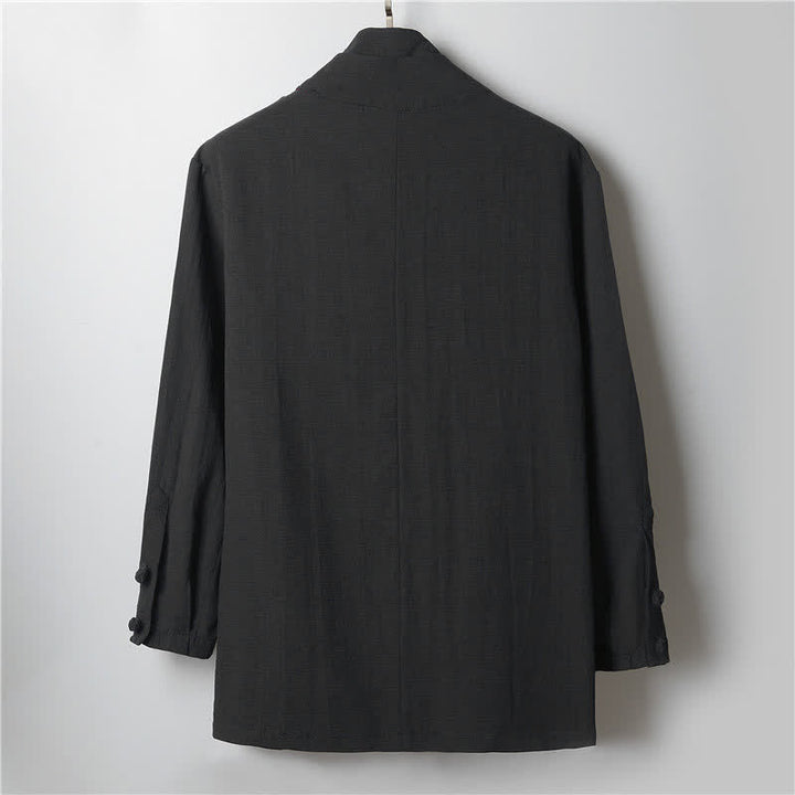 Buddha Stones Kimono homme en ramie unie, style minimaliste et décontracté, idéal pour le printemps. - image 9