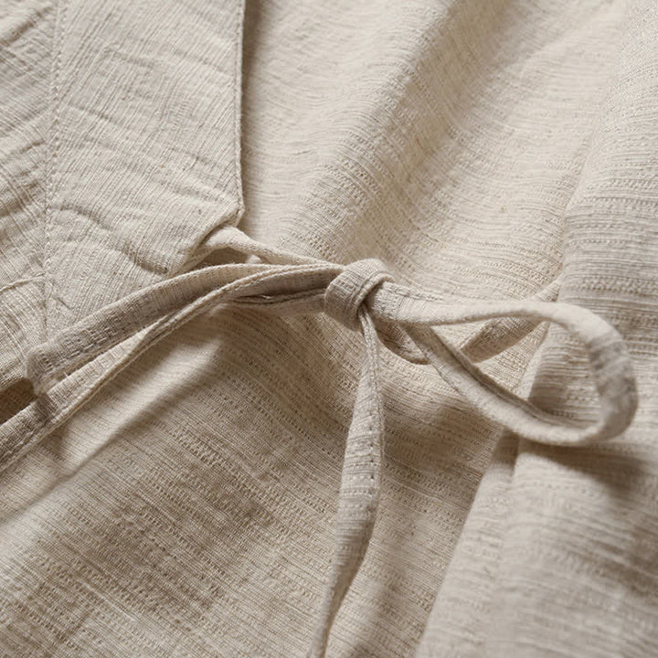 Buddha Stones Kimono homme en ramie unie, style minimaliste et décontracté, idéal pour le printemps. - image 4