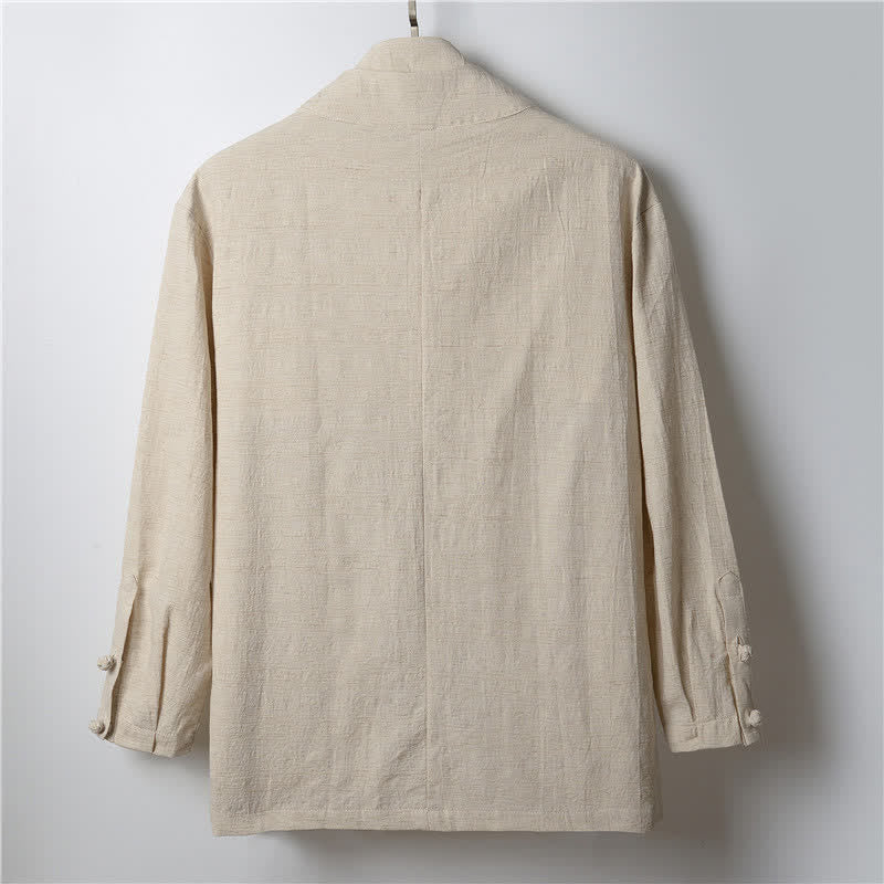 Buddha Stones Kimono homme en ramie unie, style minimaliste et décontracté, idéal pour le printemps. - image 1