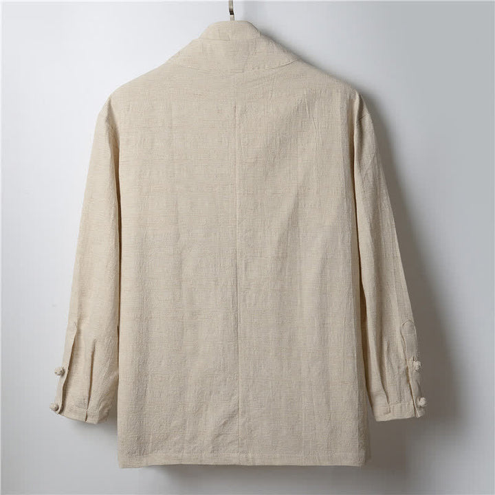 Buddha Stones Kimono homme en ramie unie, style minimaliste et décontracté, idéal pour le printemps. - image 1