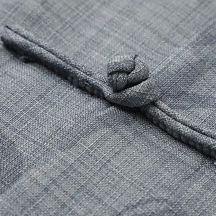 Buddha Stones Ensemble 2 pièces pour homme, style Tang, décontracté, col mandarin à boutons grenouille, imprimé cheval, manches courtes, pantalon, tenue de méditation avec poches - image 7