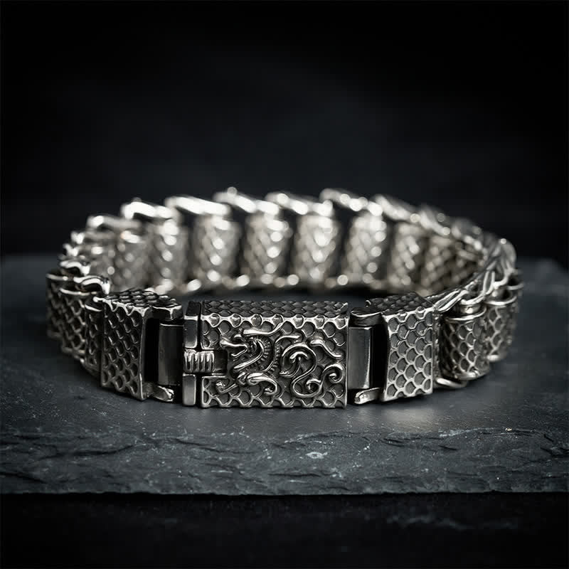 Buddha Stones Bracelet de richesse à maillons en cuivre et dragon - image 8