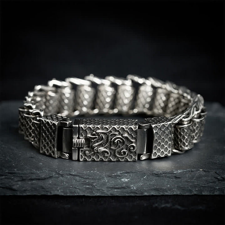 Buddha Stones Bracelet de richesse à maillons en cuivre et dragon - image 8