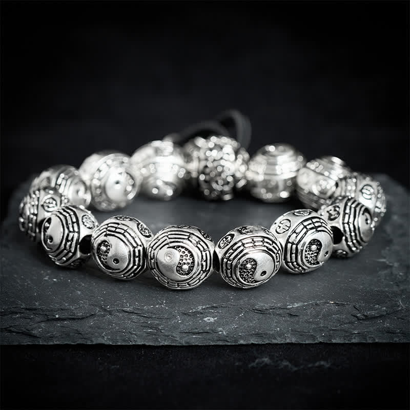 Buddha Stones Bracelet de perles rondes en cuivre Bagua Yin Yang Harmonie Yin Yang - image 1