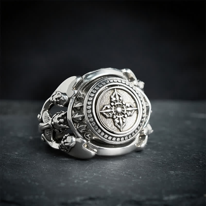 Buddha Stones Anneau de force ouverte Vajra en cuivre - 18 mm - US8 - image 0