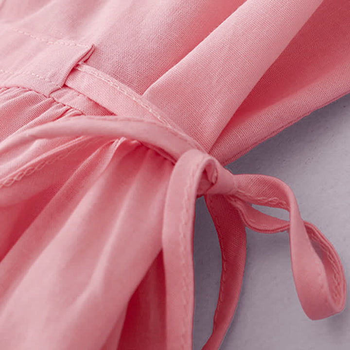 Buddha Stones Robe d'été minimaliste décontractée à boutons et lacets, sans manches, avec poche, pour femme - image 13