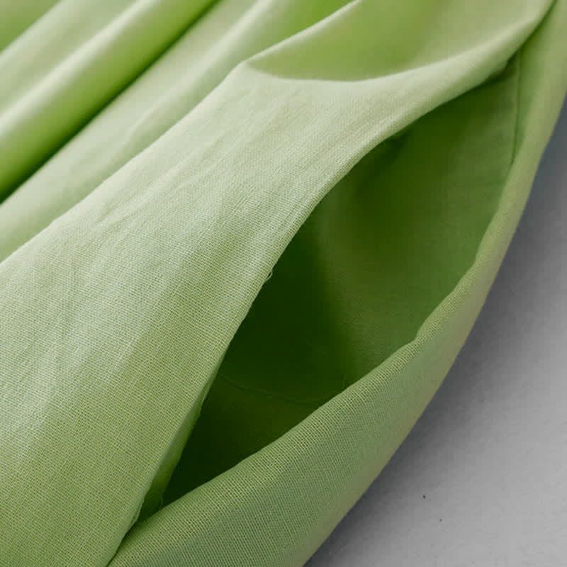 Buddha Stones Robe d'été minimaliste décontractée à boutons et lacets, sans manches, avec poche, pour femme - image 4