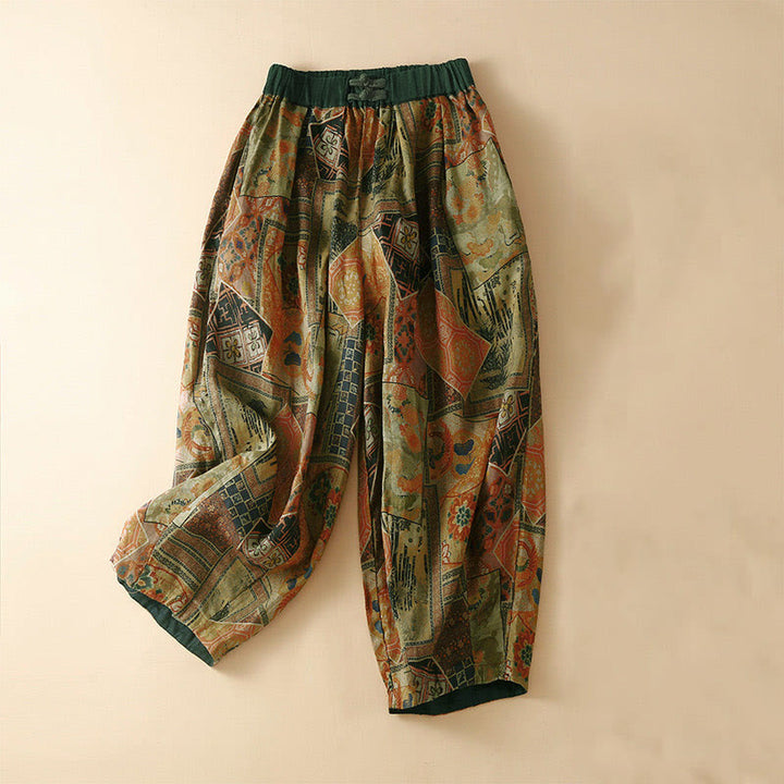 Pantalon harem pour femme avec poches, style rétro décontracté, orné de boutons grenouille chinois et de Buddha Stones - Olive - US8-10，UK/AU12-14，EU40-42 (2XL) - image 13