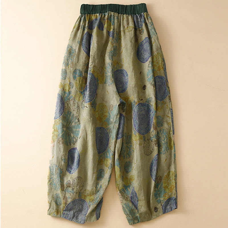 Pantalon harem pour femme avec poches, style rétro décontracté, orné de boutons grenouille chinois et de Buddha Stones - image 9
