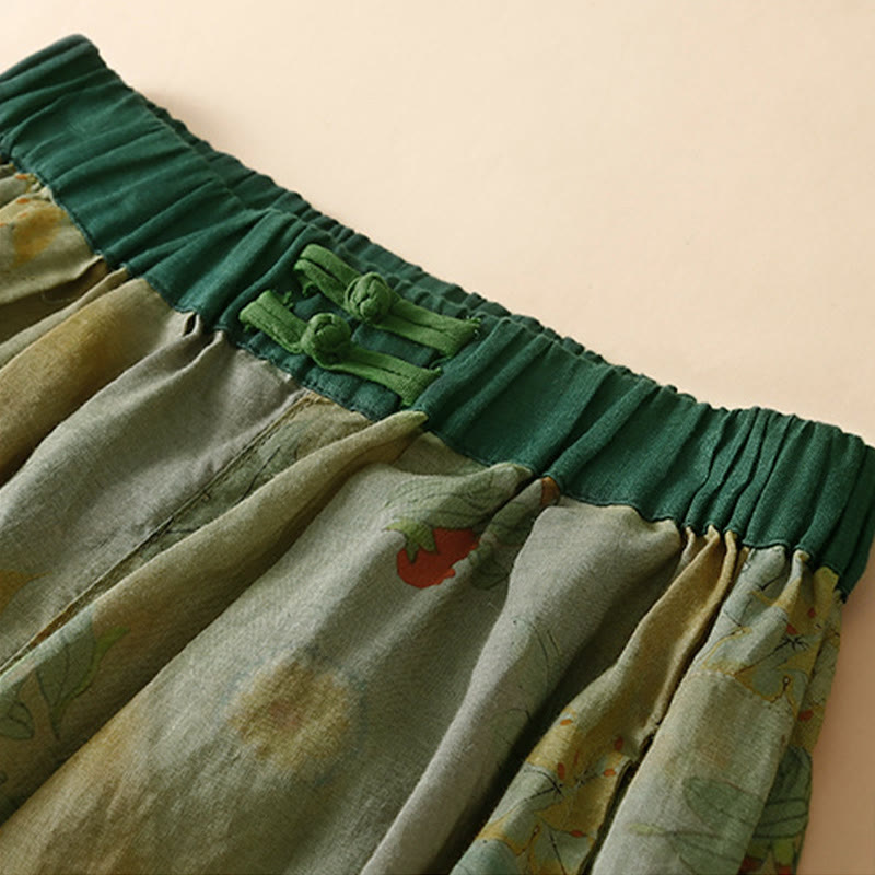 Pantalon harem pour femme avec poches, style rétro décontracté, orné de boutons grenouille chinois et de Buddha Stones - image 1