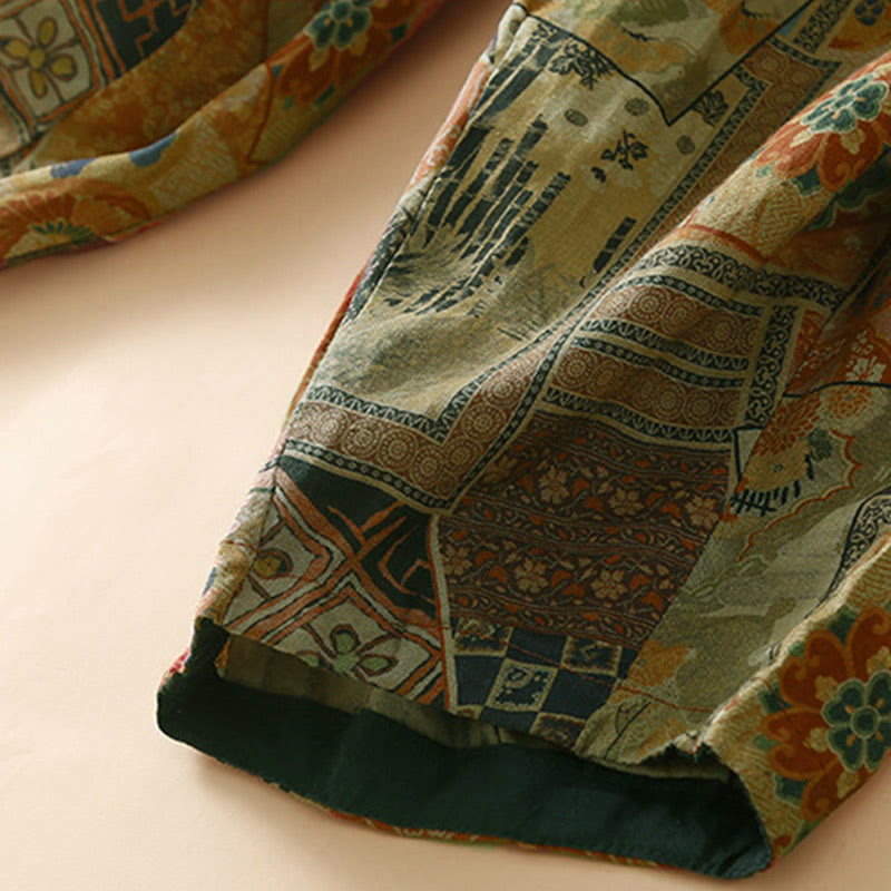 Pantalon harem pour femme avec poches, style rétro décontracté, orné de boutons grenouille chinois et de Buddha Stones - image 17