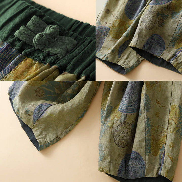 Pantalon harem pour femme avec poches, style rétro décontracté, orné de boutons grenouille chinois et de Buddha Stones - image 7