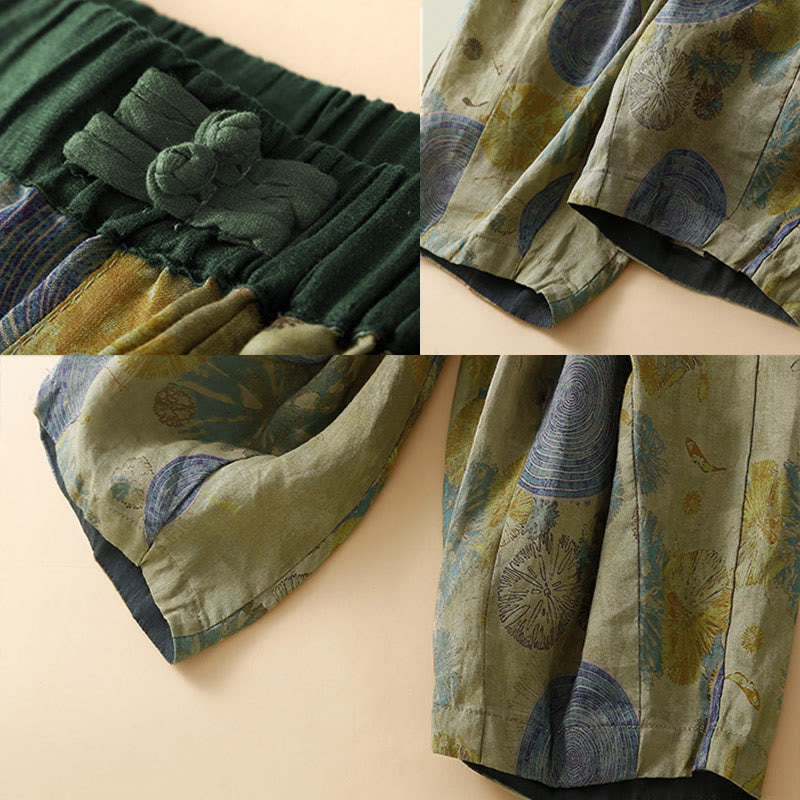 Pantalon harem pour femme avec poches, style rétro décontracté, orné de boutons grenouille chinois et de Buddha Stones - image 7