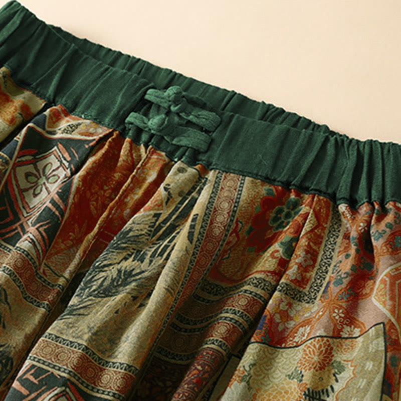 Pantalon harem pour femme avec poches, style rétro décontracté, orné de boutons grenouille chinois et de Buddha Stones - image 15