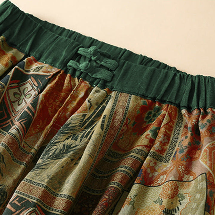 Pantalon harem pour femme avec poches, style rétro décontracté, orné de boutons grenouille chinois et de Buddha Stones - image 15