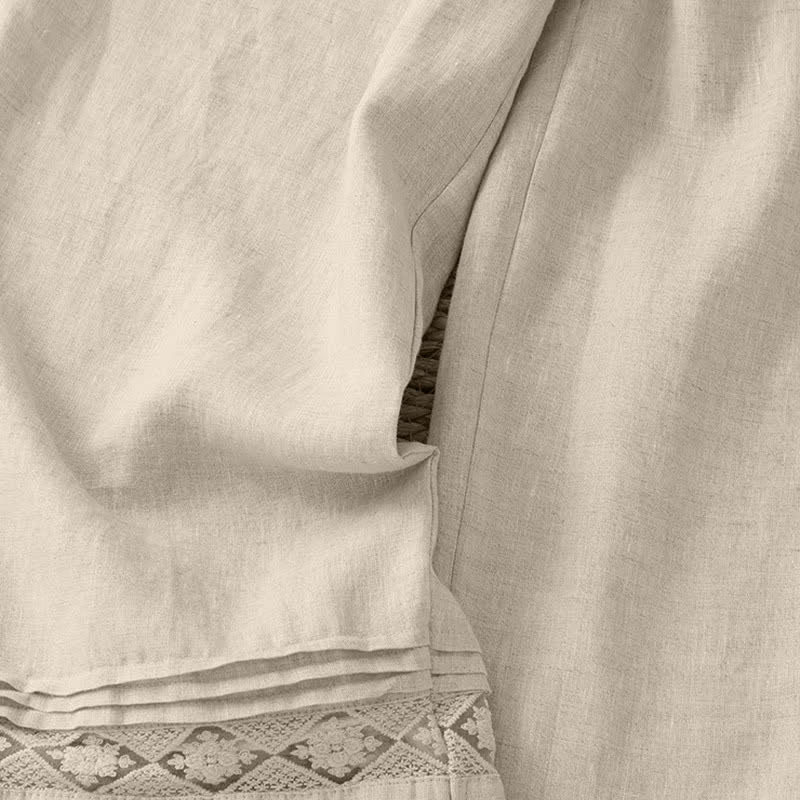 Buddha Stones Pantalon d'été minimaliste géométrique à ourlet ajouré et jambes larges avec poches pour femme - image 35