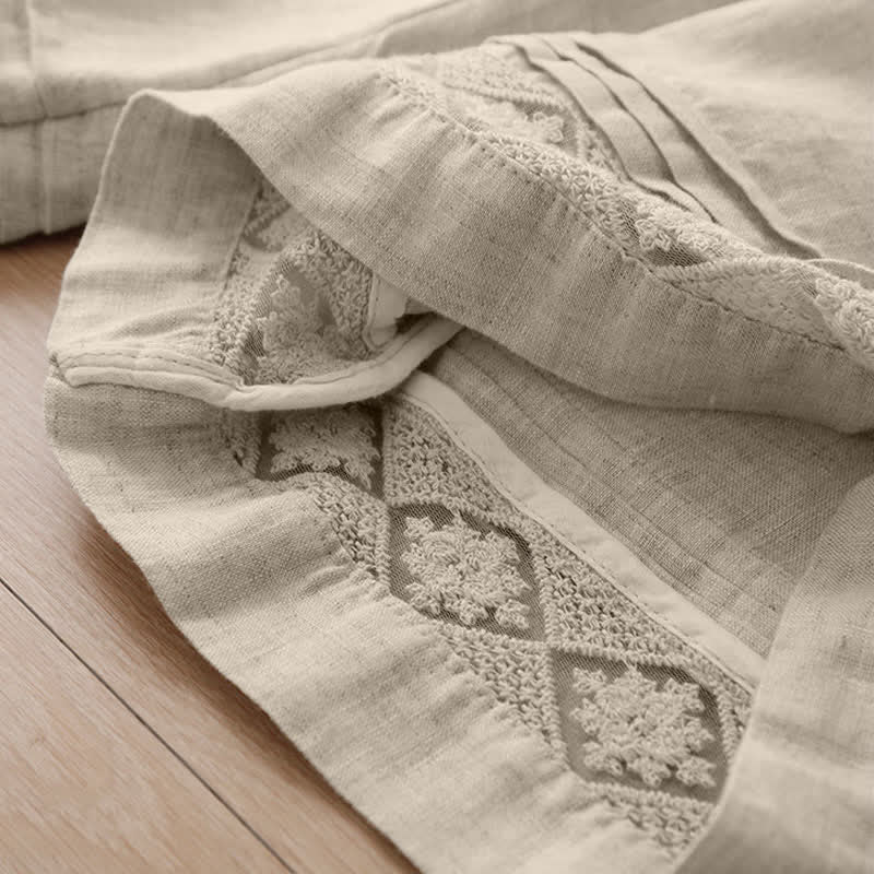 Buddha Stones Pantalon d'été minimaliste géométrique à ourlet ajouré et jambes larges avec poches pour femme - image 37