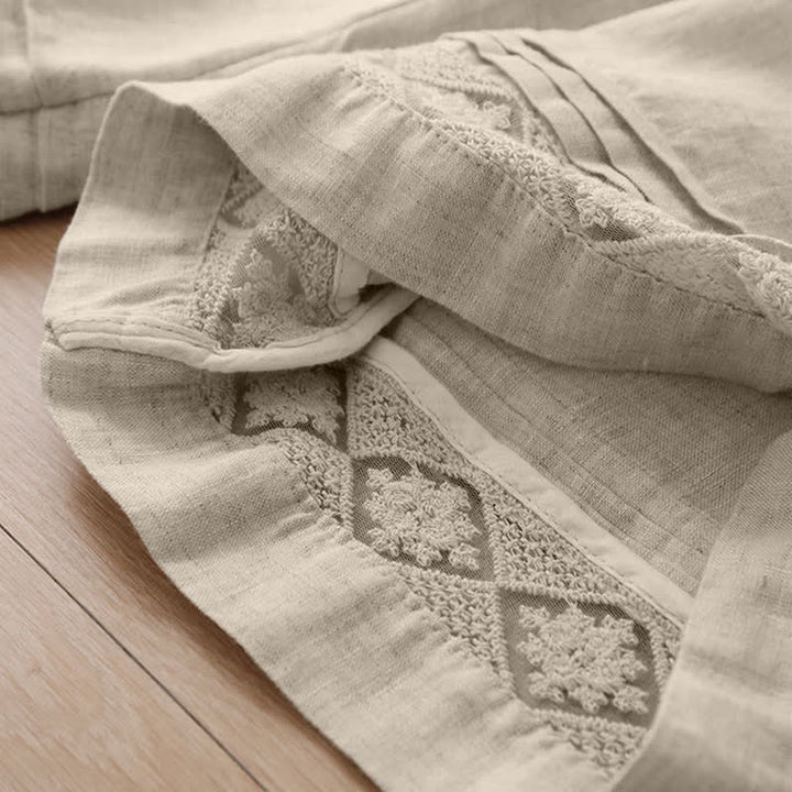 Buddha Stones Pantalon d'été minimaliste géométrique à ourlet ajouré et jambes larges avec poches pour femme - image 37