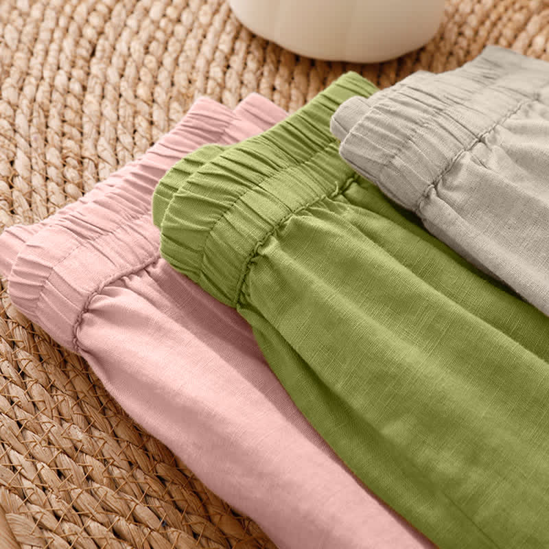 Buddha Stones Pantalon d'été minimaliste géométrique à ourlet ajouré et jambes larges avec poches pour femme - image 47