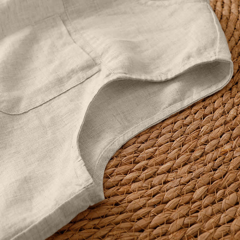 Buddha Stones Pantalon d'été minimaliste géométrique à ourlet ajouré et jambes larges avec poches pour femme - image 41