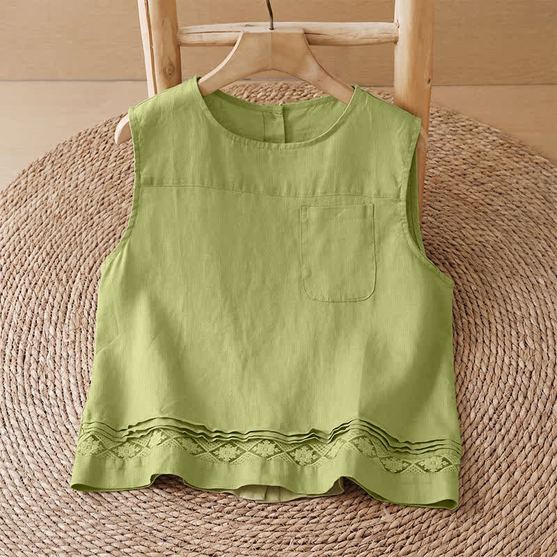 Buddha Stones Pantalon d'été minimaliste géométrique à ourlet ajouré et jambes larges avec poches pour femme - Chemise jaune-verte - US8-10, UK/AU12-14, EU40-42 (2XL) - image 8