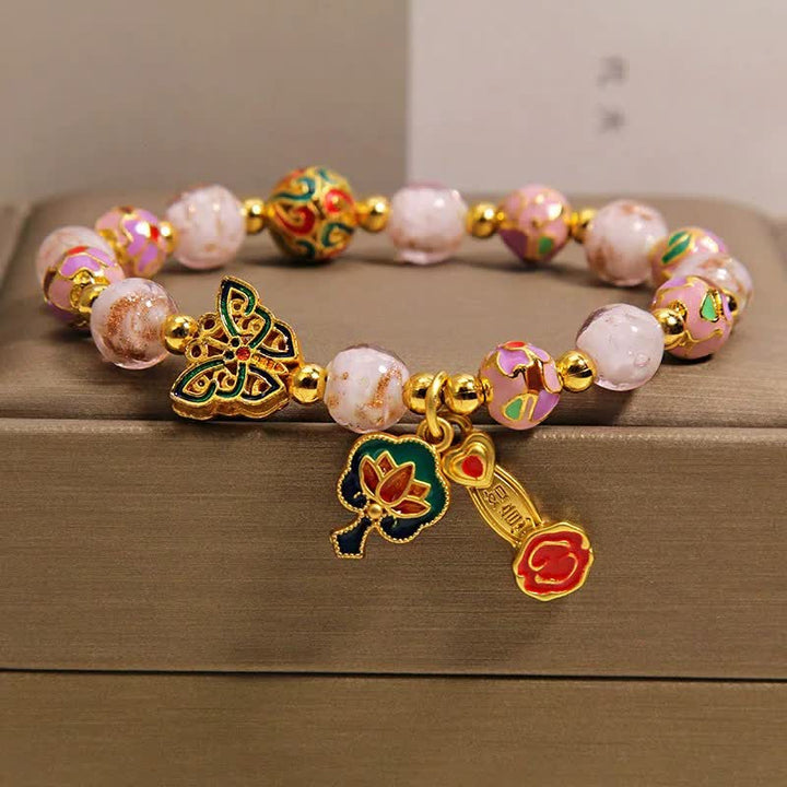 Buddha Stones Bracelet à breloques transformable avec papillon rose Liuli et lotus Ruyi - image 9