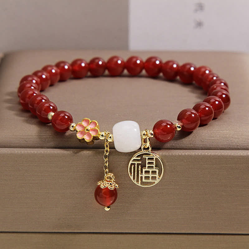 Buddha Stones Bracelet porte-bonheur en agate rouge Fu, symbole de confiance et de chance - image 10