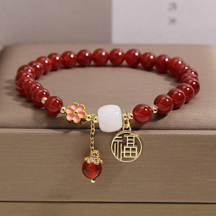 Buddha Stones Bracelet porte-bonheur en agate rouge Fu, symbole de confiance et de chance - image 10