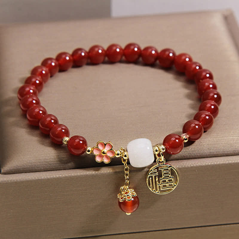 Buddha Stones Bracelet porte-bonheur en agate rouge Fu, symbole de confiance et de chance - image 4