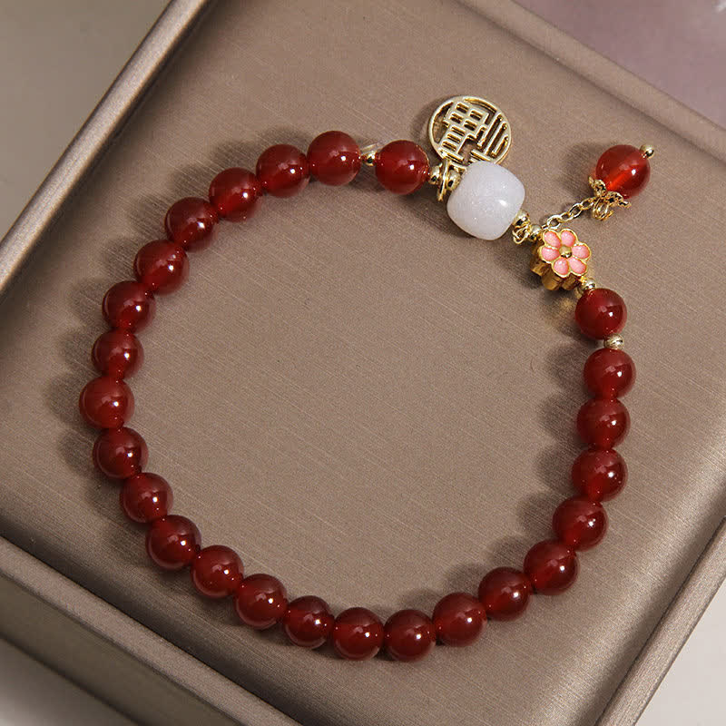 Buddha Stones Bracelet porte-bonheur en agate rouge Fu, symbole de confiance et de chance - image 3