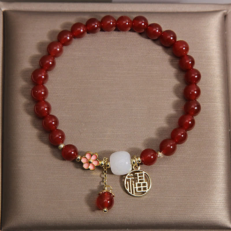 Buddha Stones Bracelet porte-bonheur en agate rouge Fu, symbole de confiance et de chance - image 1