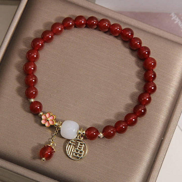 Buddha Stones Bracelet porte-bonheur en agate rouge Fu, symbole de confiance et de chance - image 2