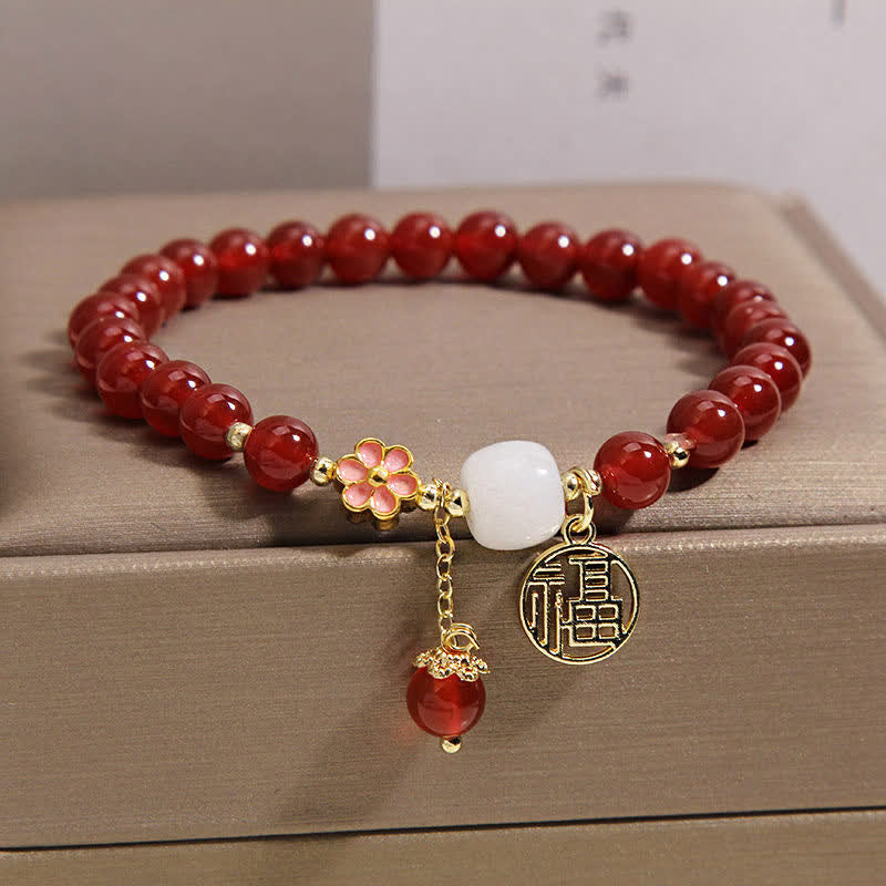 Buddha Stones Bracelet porte-bonheur en agate rouge Fu, symbole de confiance et de chance - image 9
