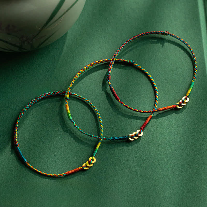 Buddha Stones Bracelet porte-bonheur en fil rouge multicolore tissé à la main avec des pièces de cuivre - image 16