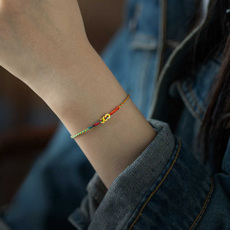 Buddha Stones Bracelet porte-bonheur en fil rouge multicolore tissé à la main avec des pièces de cuivre - image 8