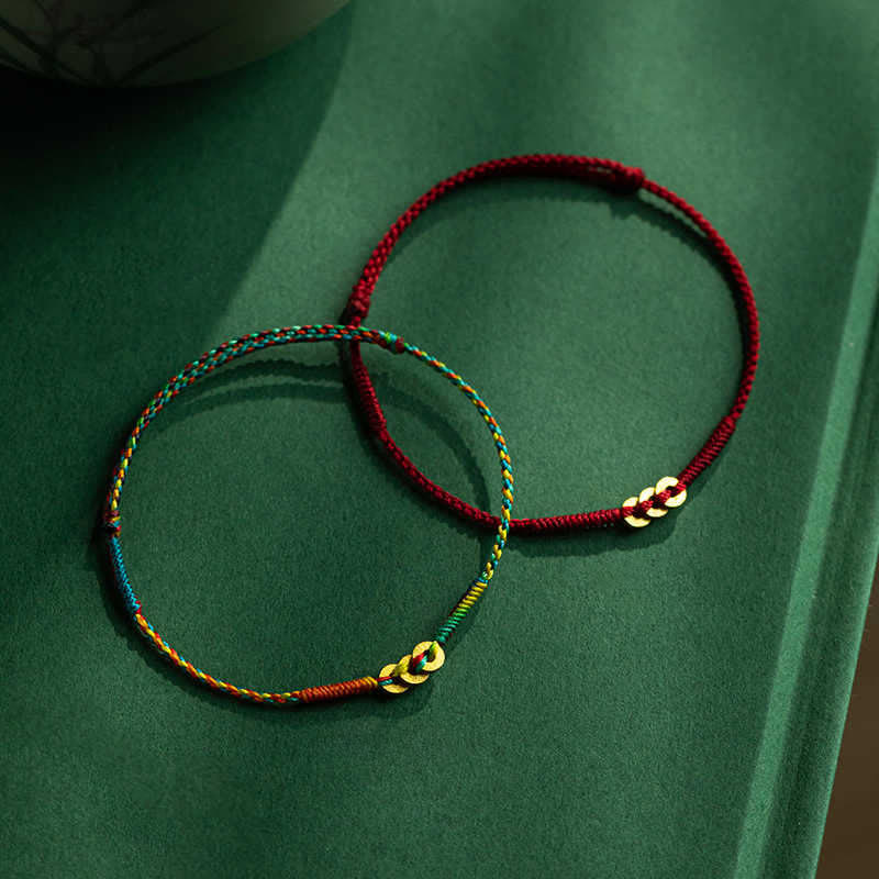 Buddha Stones Bracelet porte-bonheur en fil rouge multicolore tissé à la main avec des pièces de cuivre - image 15