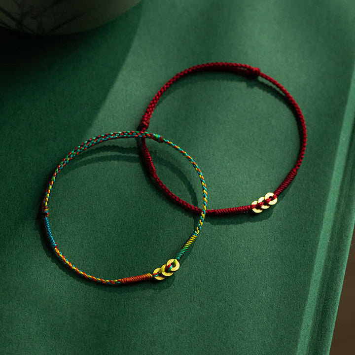Buddha Stones Bracelet porte-bonheur en fil rouge multicolore tissé à la main avec des pièces de cuivre - image 15
