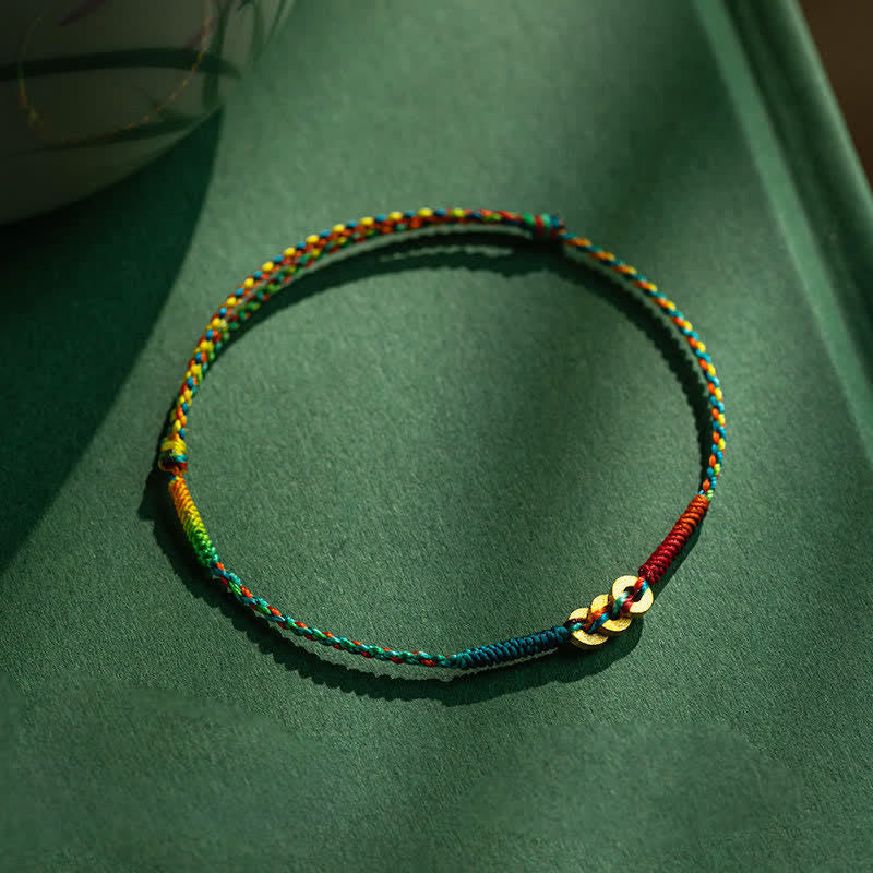 Buddha Stones Bracelet porte-bonheur en fil rouge multicolore tissé à la main avec des pièces de cuivre - Multicolore (Tour de poignet : 15-19 cm) - image 5