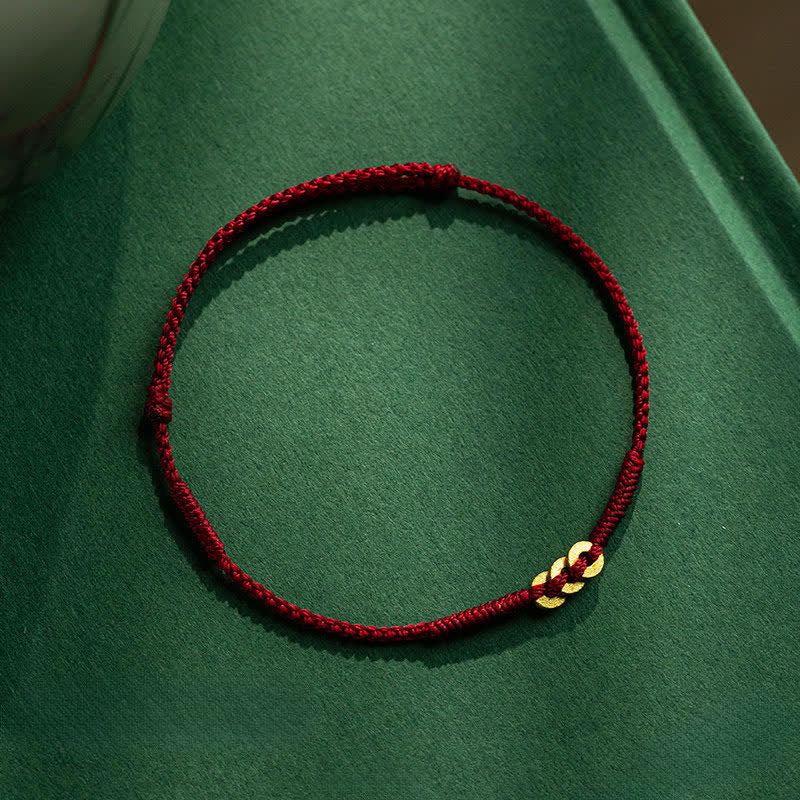 Buddha Stones Bracelet porte-bonheur en fil rouge multicolore tissé à la main avec des pièces de cuivre - Rouge (Tour de poignet : 15-19 cm) - image 0